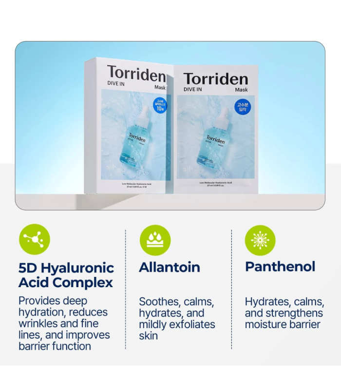 Torriden - Dive-In Low Molecular Hyaluronic Acid Mask - Maschera Viso