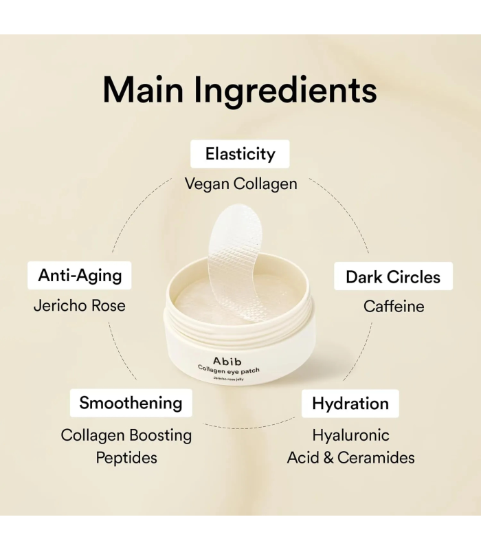 Abib - Collagen Eye Patch Jericho Rose Jelly - Patch occhi in hydrogel idratanti e rivitalizzanti al collagene