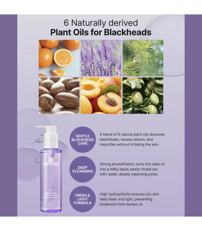 Celimax - Derma Nature Fresh Blackhead Jojoba Cleansing Oil - Olio detergente anti-punti neri