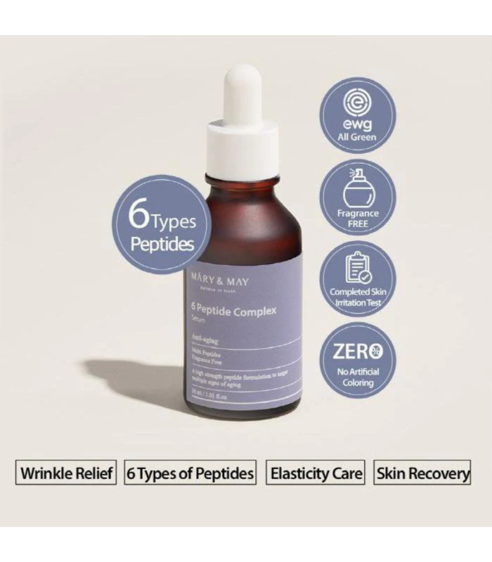 Mary&May - 6 Peptide Complex Serum - Siero viso anti-età ai Peptidi