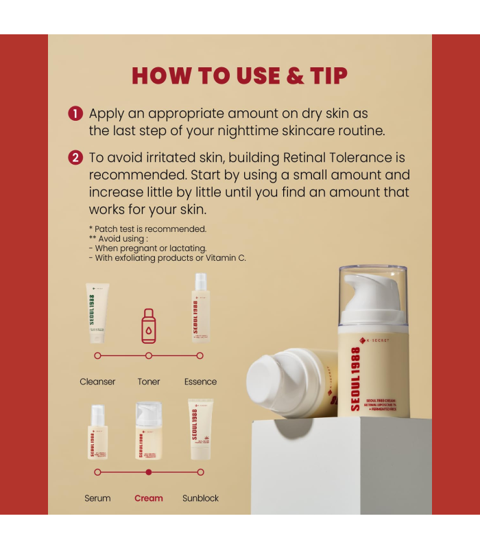 K-SECRET - SEOUL 1988 Cream - Crema anti-età al Retinale 1% e Riso fermentato