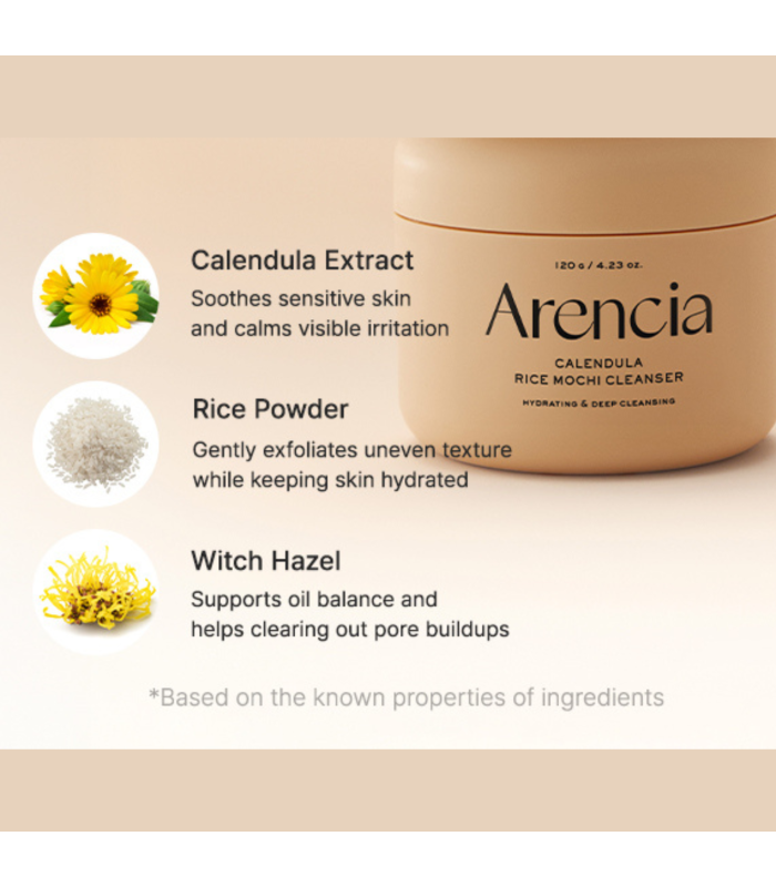 Arencia - Calendula Rice Mochi Cleanser - Detergente viso 3-in-1 alla calendula per pelli sensibili