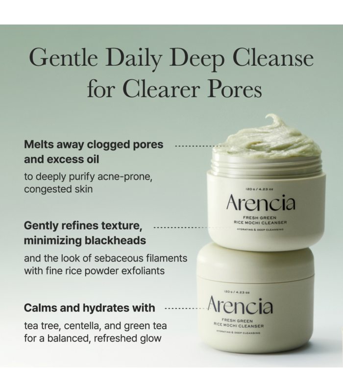 Arencia - Fresh Green Rice Mochi Cleanser - Detergente viso al riso idratante e lenitivo