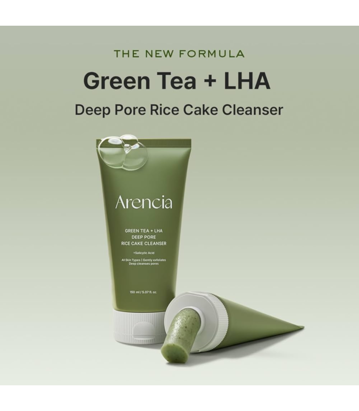 Arencia - Green Tea + LHA Deep Pore Rice Cake Cleanser - Detergente viso al tè verde purificante ed esfoliante
