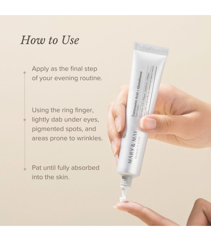 Mary&May - Tranexamic Acid + Glutathion Eye Cream - Crema contorno occhi illuminante