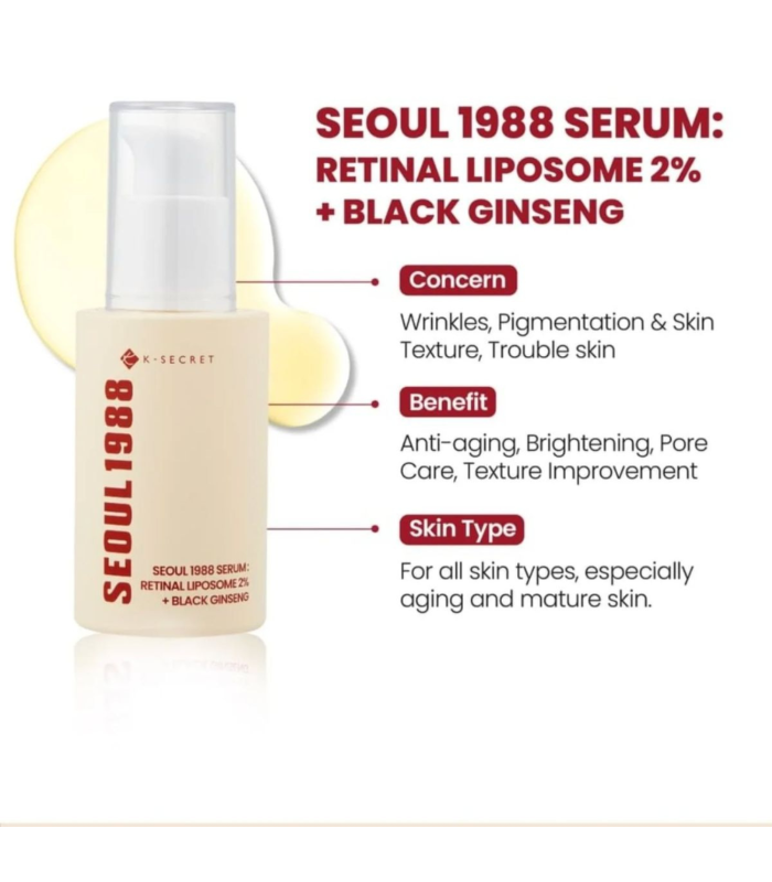 KSECRET - SEOUL 1988 Serum : Retinal Liposome 2% + Black Ginseng - Siero viso anti-età