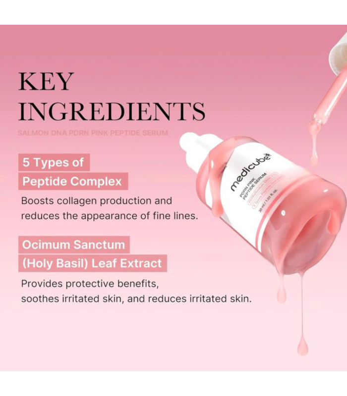 Medicube - PDRN Pink Peptide Serum - Siero viso anti-age rassodante con PDRN e peptidi