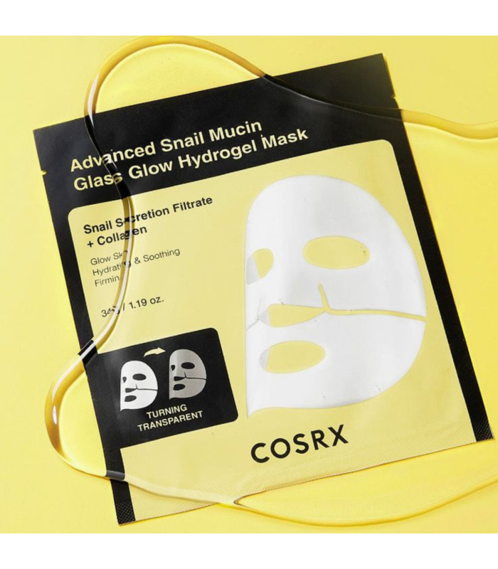 COSRX - Advanced Snail Mucin Glass Glow Hydrogel Mask - Maschera idratante alla bava di lumaca
