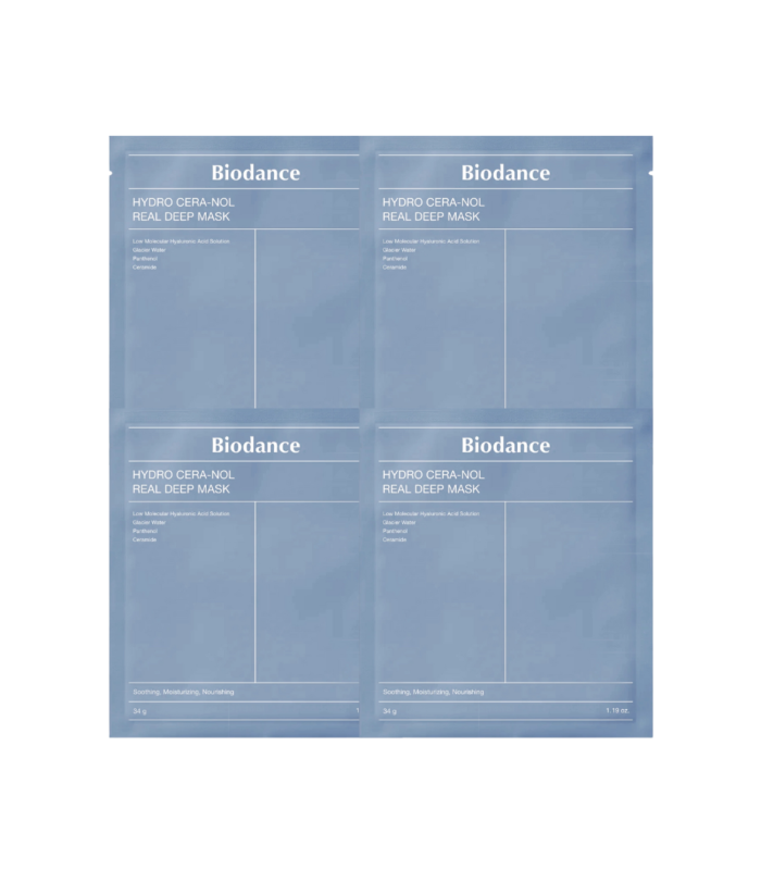 Set 4× Biodance Hydro Cera-nol Real Deep Mask – Maschere idratanti e lenitive con ceramidi | MewiSkin