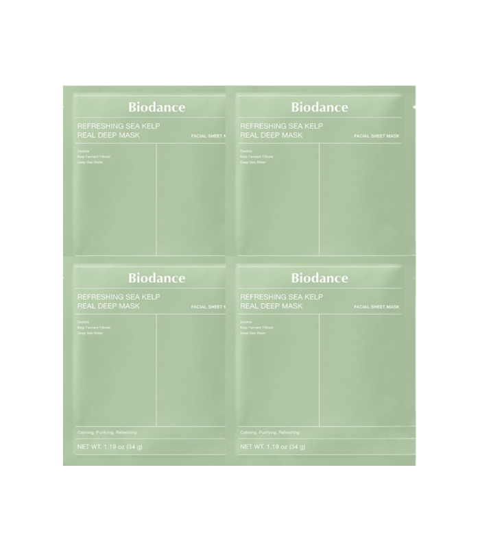 Set 4× Biodance Refreshing Sea Kelp Real Deep Mask – Purificante e Lenitiva | Pori ridotti & idratazione – MewiSkin