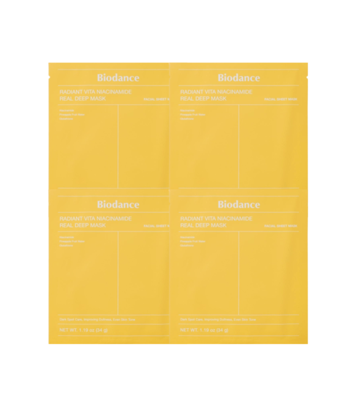 Set 4× Biodance Radiant Vita Niacinamide Real Deep Mask – Maschera illuminante & uniformante | MewiSkin