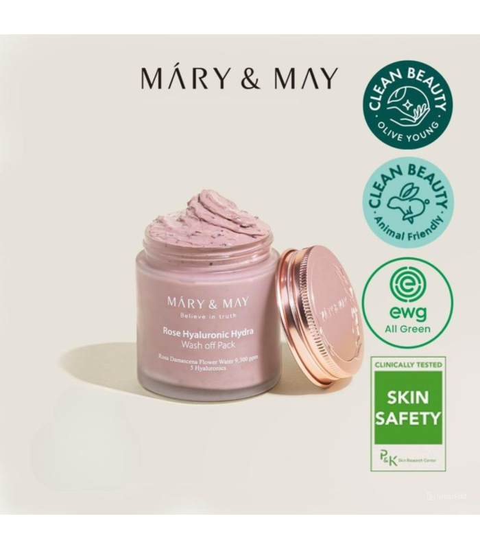 Mary&May - Rose Hyaluronic Hydra Wash Off Mask Pack - Maschera Viso