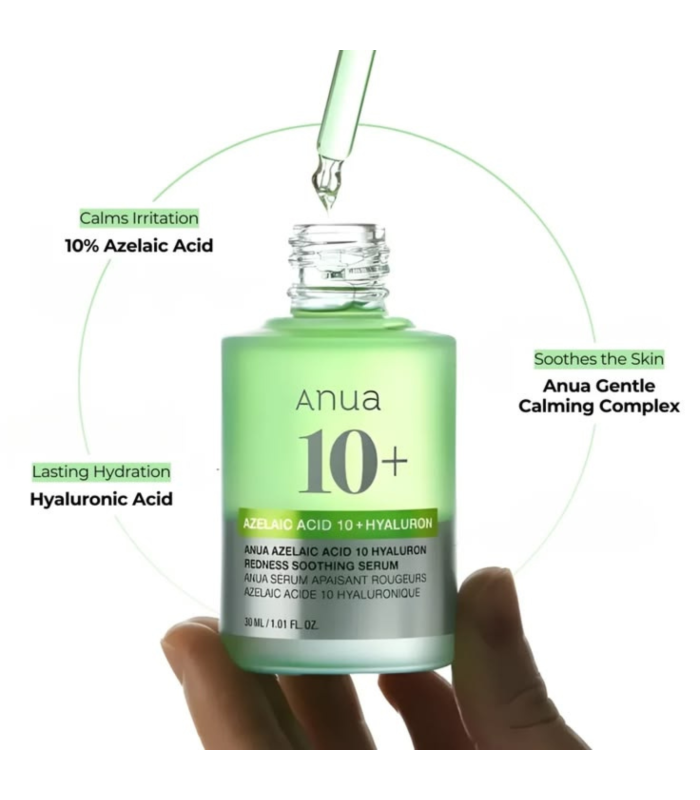 Anua – Azelaic Acid 10 Hyaluron Redness – Siero viso lenitivo anti-rossori