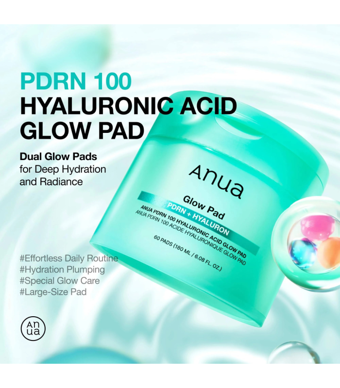 Anua – PDRN 100 Hyaluronic Acid Glow Pad – Dischetti viso illuminanti e idratanti