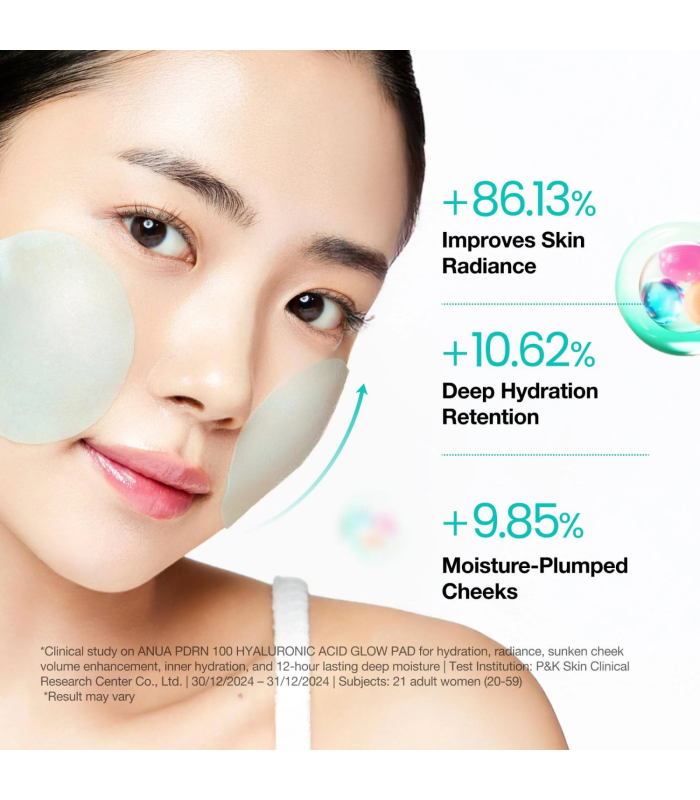 Anua – PDRN 100 Hyaluronic Acid Glow Pad – Dischetti viso illuminanti e idratanti