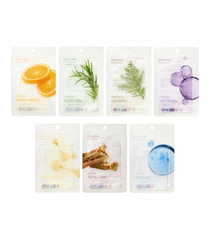 Mixsoon – Daily Mask Pack – Maschere viso in tessuto routine settimanale