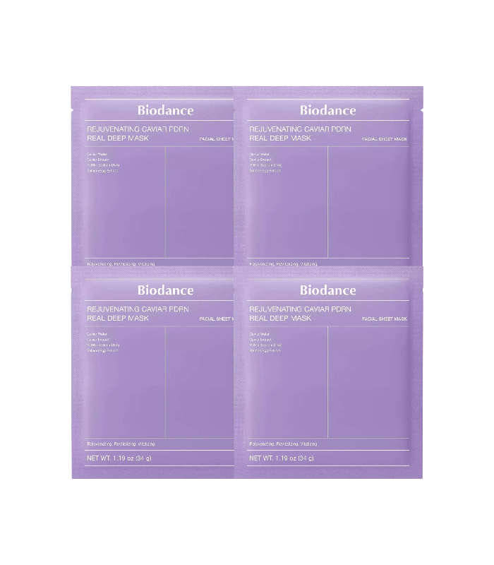 Biodance – Set 4x Rejuvenating Caviar PDRN Real Deep Mask – Rassodante & illuminante