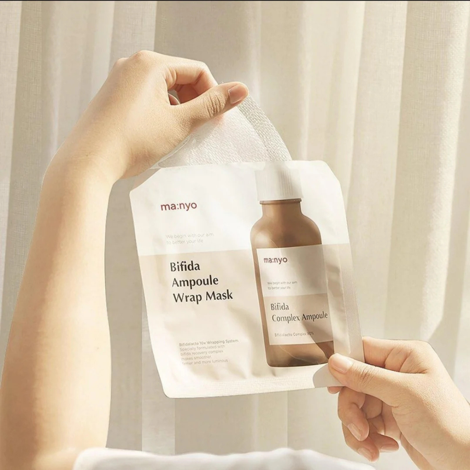 Ma:nyo - Bifida Ampoule Wrap Hydrogel Mask - Maschera viso in hydrogel rigenerante con Bifida e probiotici