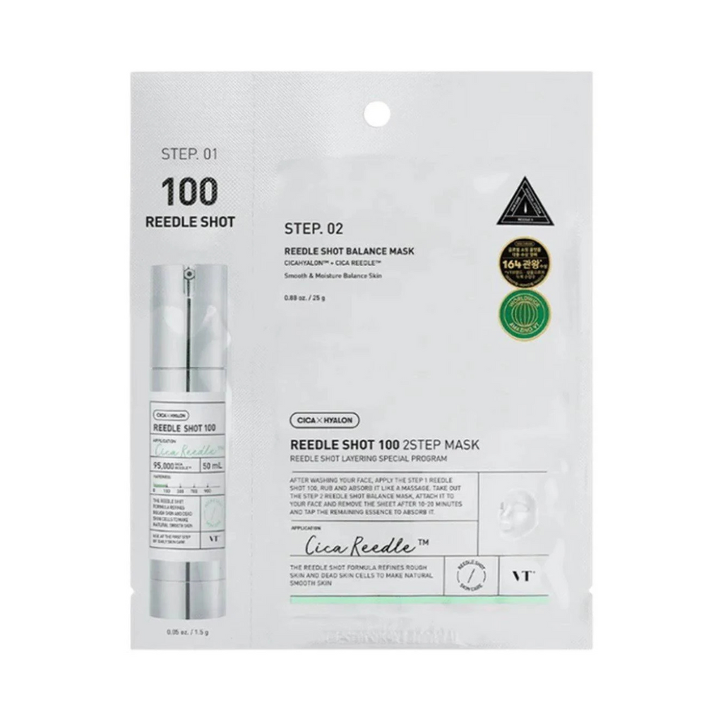 VT Cosmetics - Reedle Shot 100 2 Step Mask - Maschera viso in due fasi illuminante e levigante con Reedle Shot 100