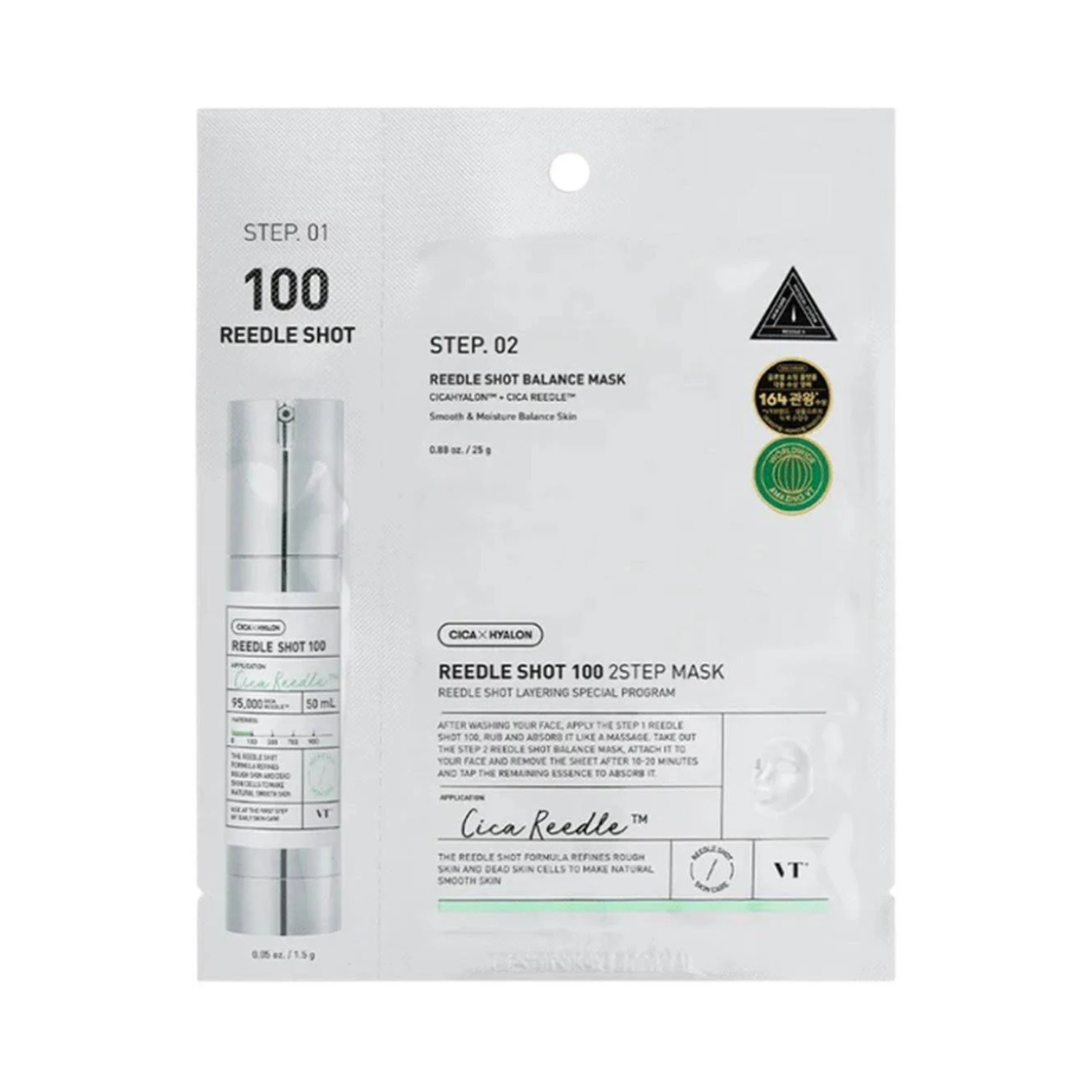 VT Cosmetics - Reedle Shot 100 2 Step Mask - Maschera viso in due fasi illuminante e levigante con Reedle Shot 100