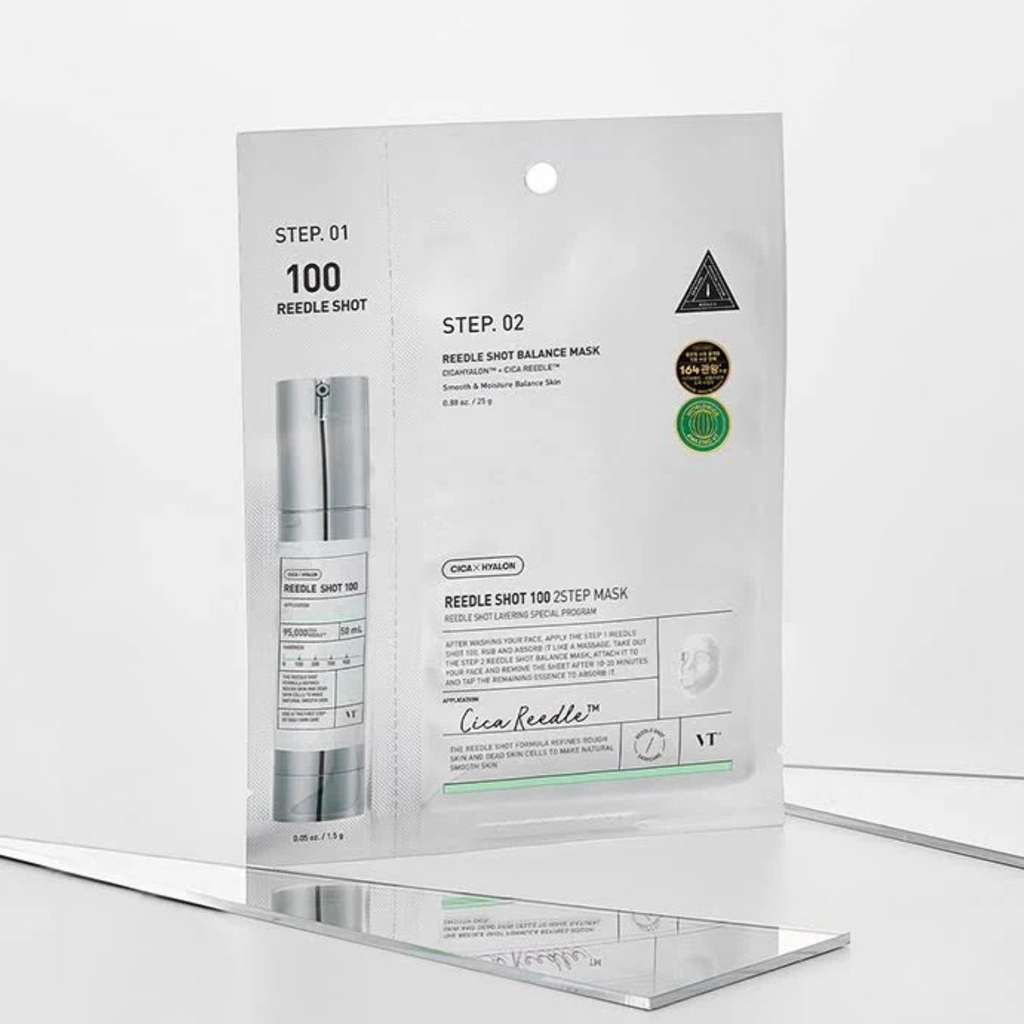 VT Cosmetics - Reedle Shot 100 2 Step Mask - Maschera viso in due fasi illuminante e levigante con Reedle Shot 100
