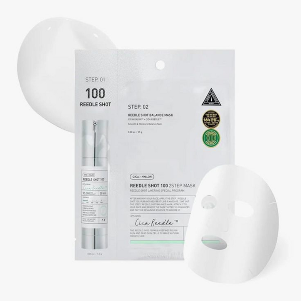 VT Cosmetics - Reedle Shot 100 2 Step Mask - Maschera viso in due fasi illuminante e levigante con Reedle Shot 100
