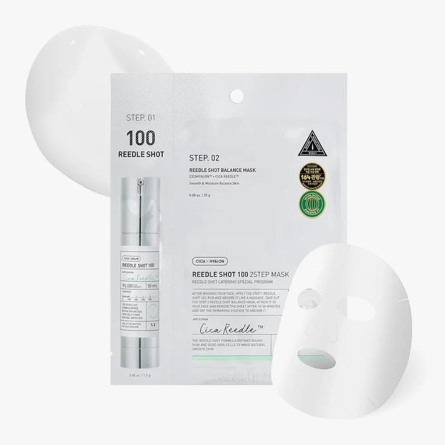 VT Cosmetics - Reedle Shot 100 2 Step Mask - Maschera viso in due fasi illuminante e levigante con Reedle Shot 100