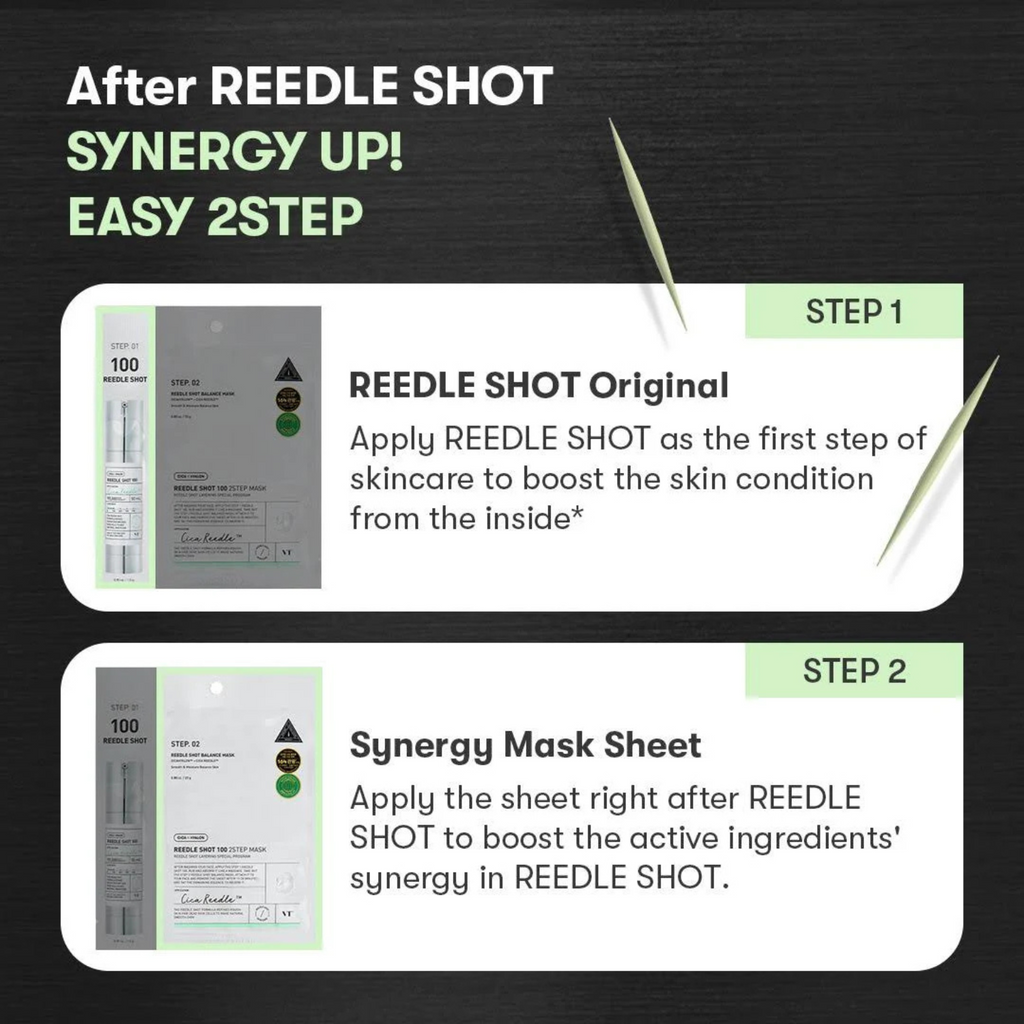 VT Cosmetics - Reedle Shot 100 2 Step Mask - Maschera viso in due fasi illuminante e levigante con Reedle Shot 100