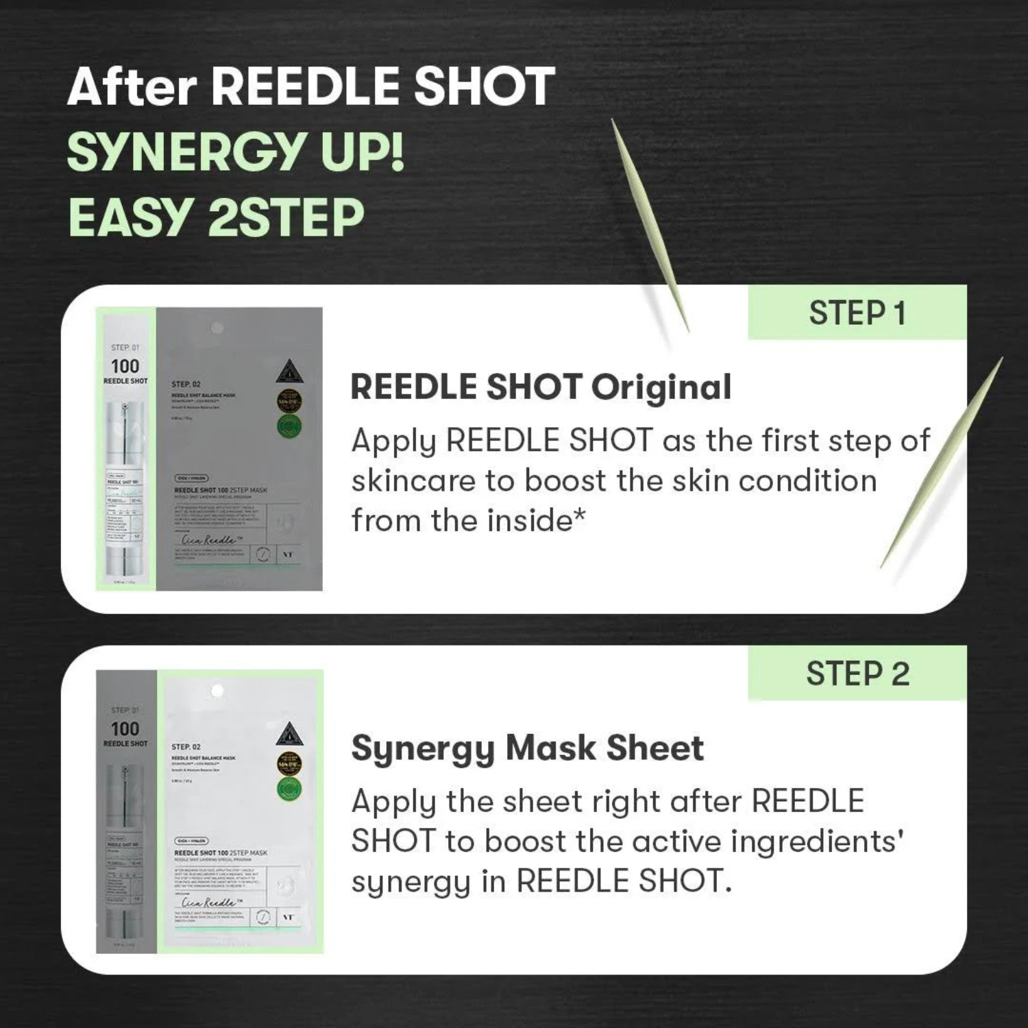 VT Cosmetics - Reedle Shot 100 2 Step Mask - Maschera viso in due fasi illuminante e levigante con Reedle Shot 100