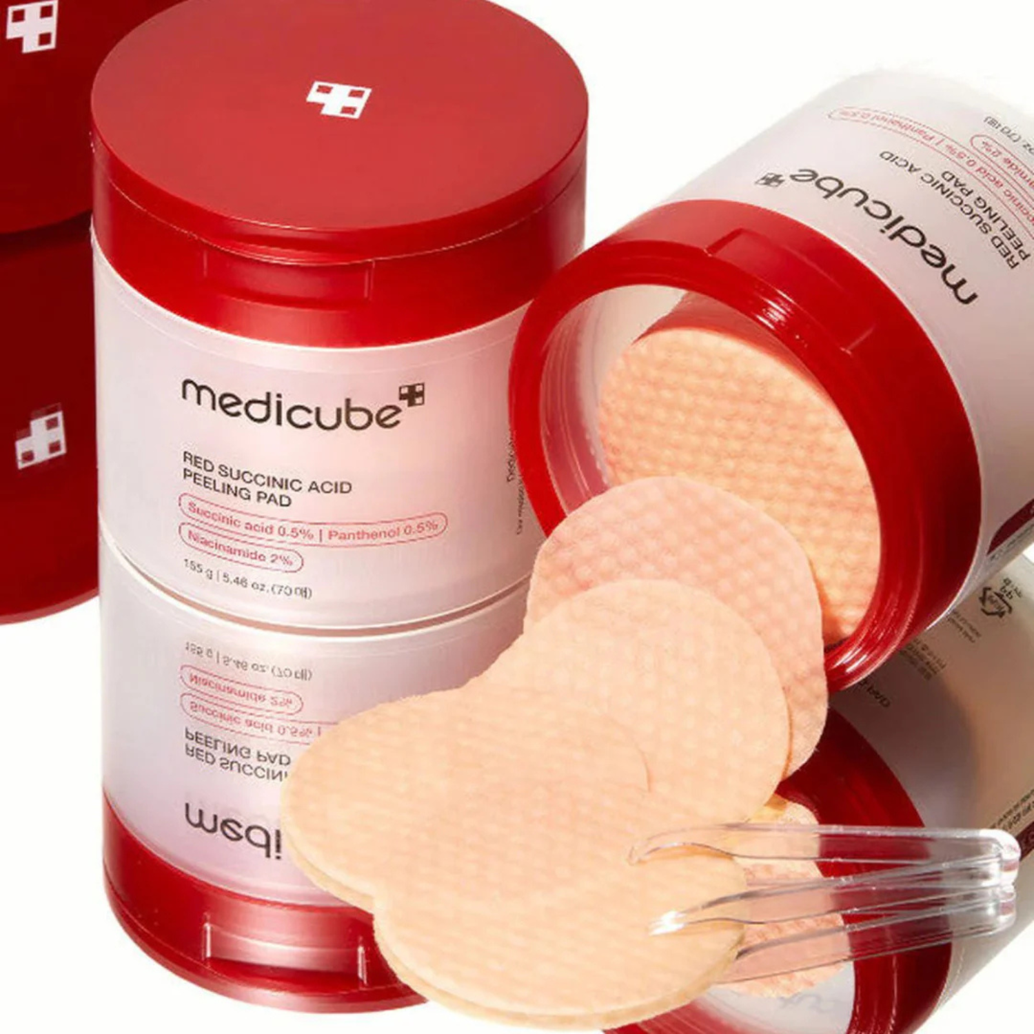 Medicube - Red Succinic Acid Peeling Pad - Dischetti esfolianti viso anti-imperfezioni con acido succinico