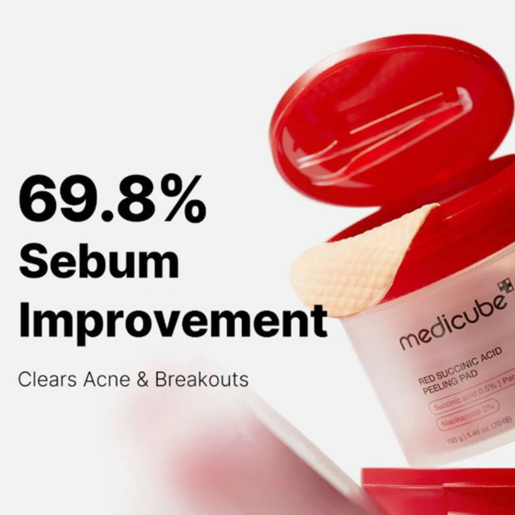 Medicube - Red Succinic Acid Peeling Pad - Dischetti esfolianti viso anti-imperfezioni con acido succinico