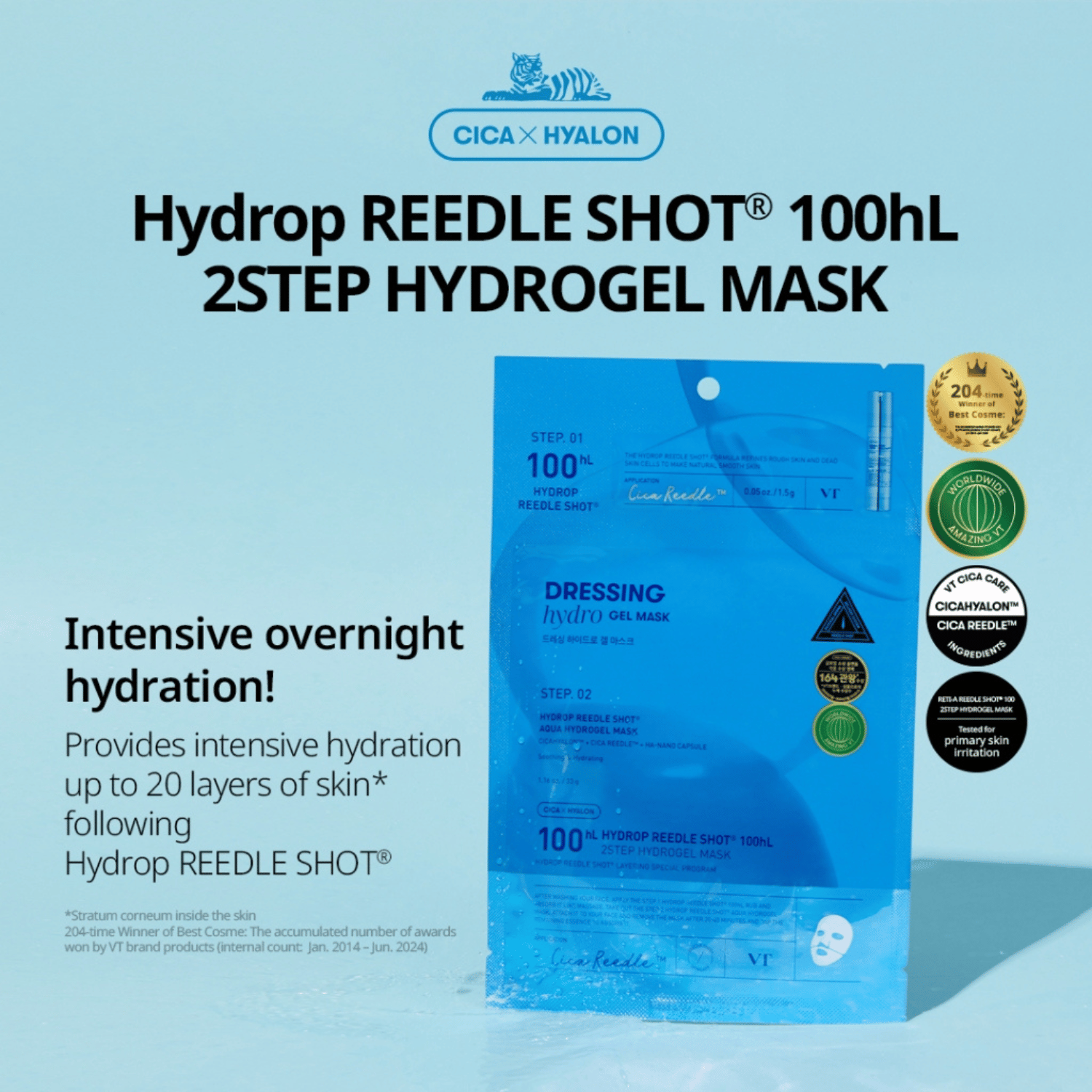 VT Cosmetics - Hydrop Reedle Shot 100hL 2-Step Mask - Maschera viso 2 step idratante in hydrogel