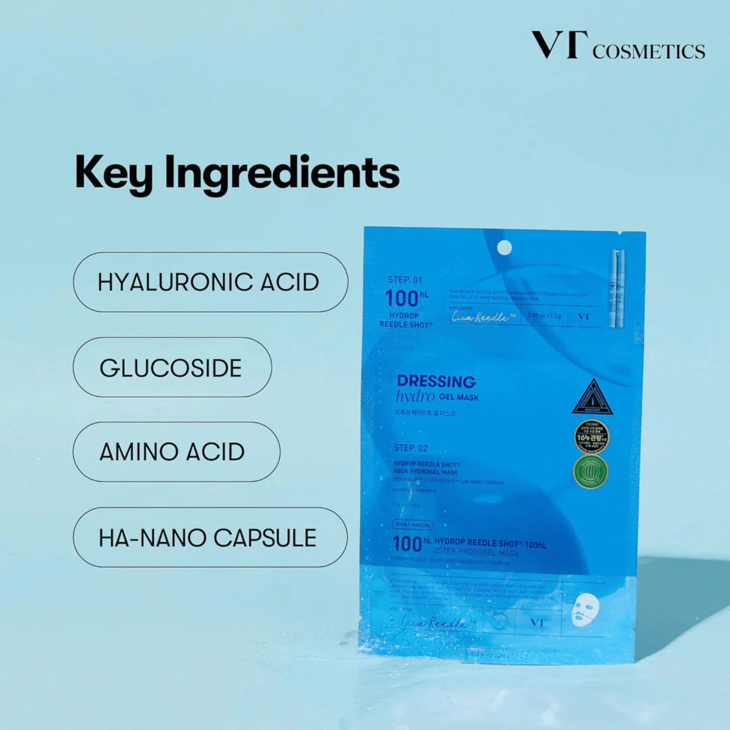 VT Cosmetics - Hydrop Reedle Shot 100hL 2-Step Mask - Maschera viso 2 step idratante in hydrogel