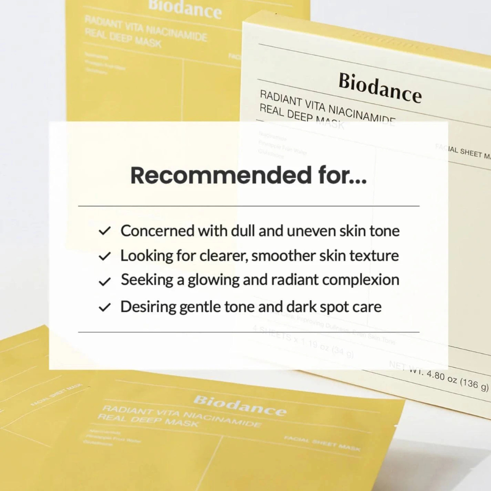 Biodance - Radiant Vita Niacinamide Real Deep Mask - Maschera viso illuminante in hydrogel