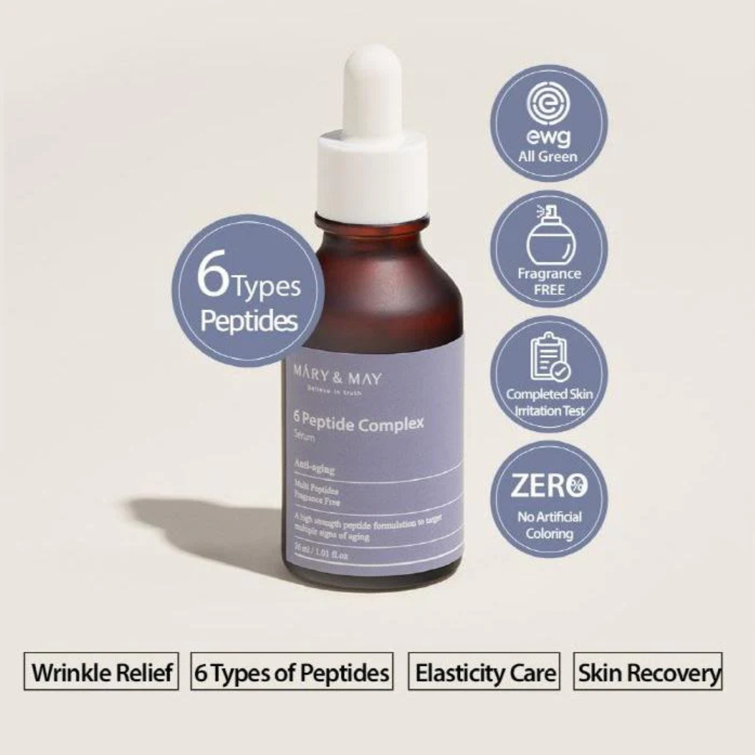 Mary&May - 6 Peptide Complex Serum - Siero viso anti-età ai Peptidi