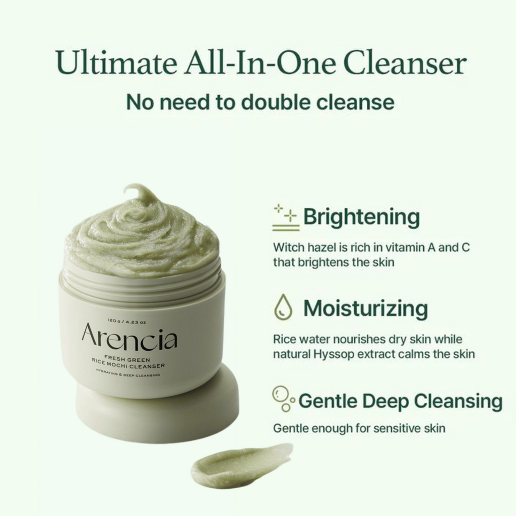 Arencia - Fresh Green Rice Mochi Cleanser - Detergente viso Mochi al tè verde purificante e riequilibrante
