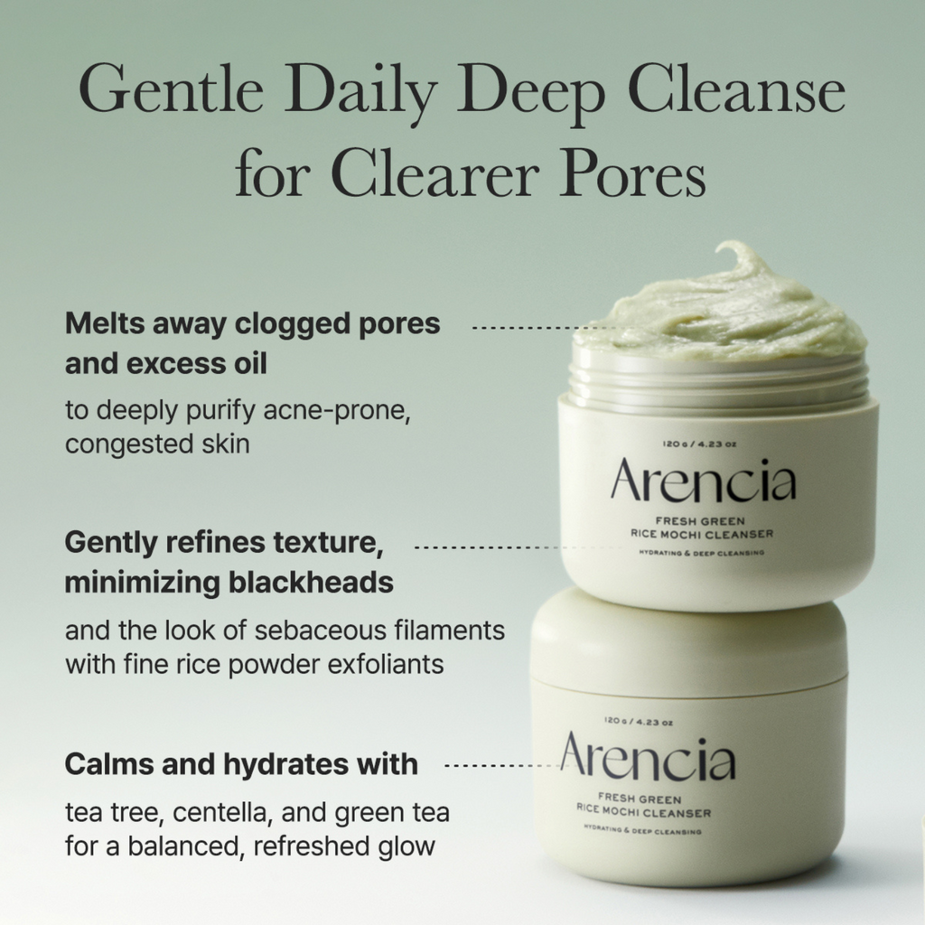 Arencia - Fresh Green Rice Mochi Cleanser - Detergente viso Mochi al tè verde purificante e riequilibrante