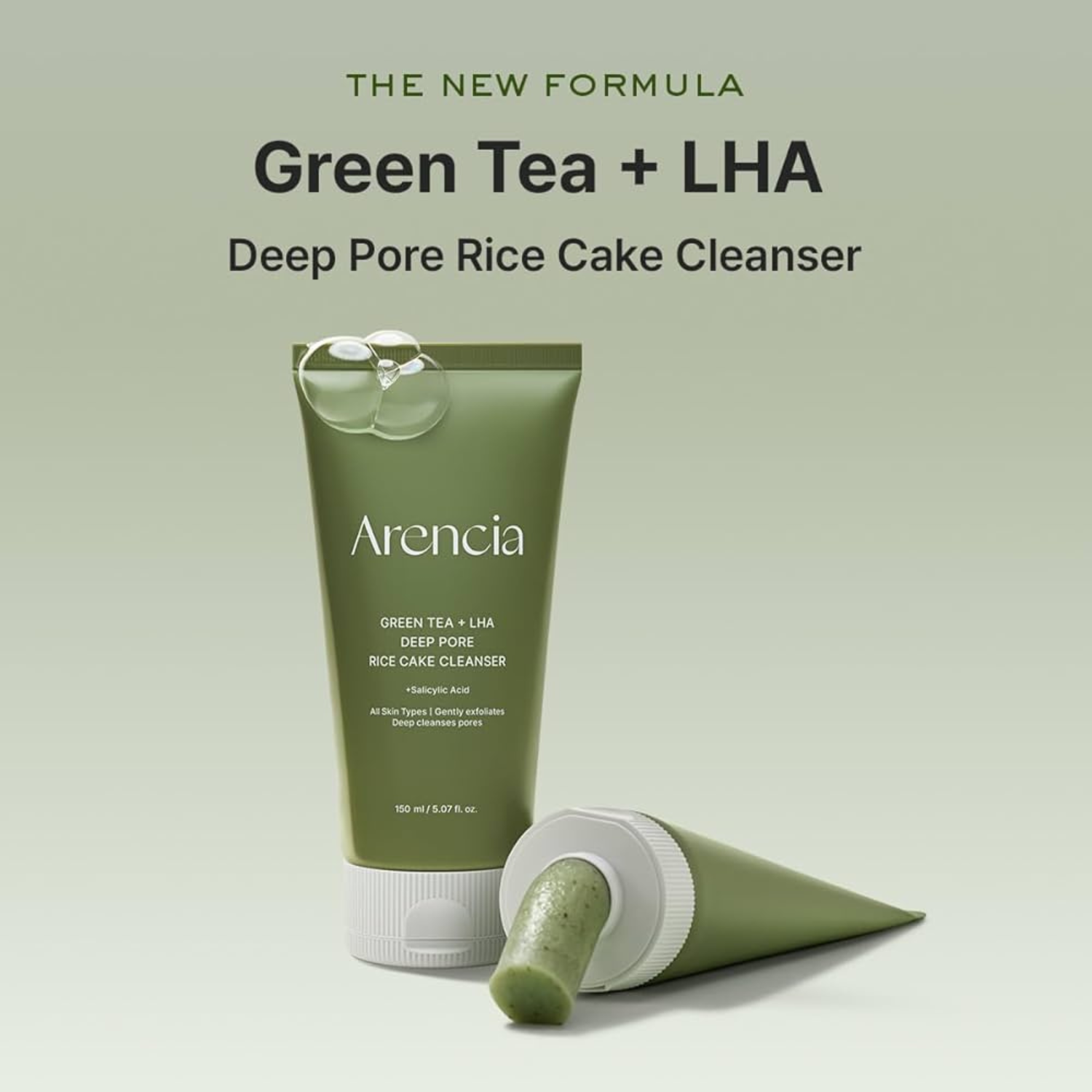 Arencia - Green Tea + LHA Deep Pore Rice Cake Cleanser - Detergente viso al tè verde purificante