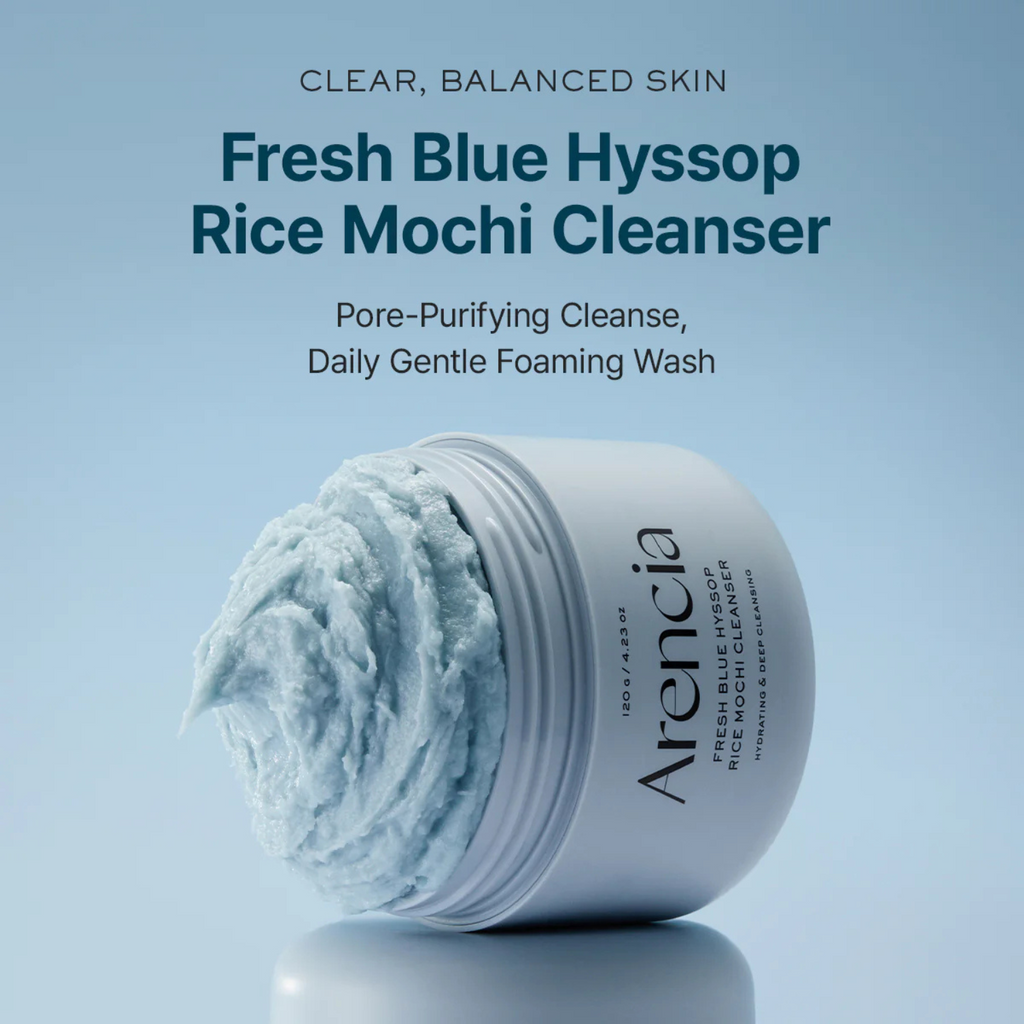 Arencia - Fresh Blue Hyssop Rice Mochi Cleanser - Detergente viso Mochi all’issopo blu lenitivo
