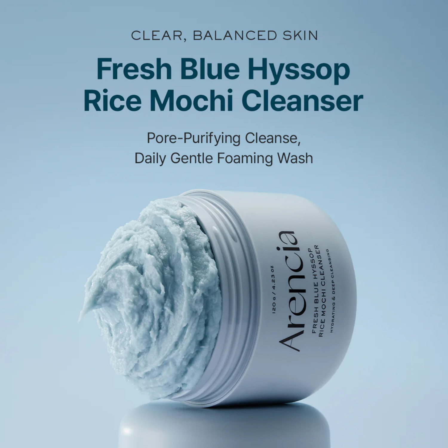 Arencia - Fresh Blue Hyssop Rice Mochi Cleanser - Detergente viso Mochi all’issopo blu lenitivo