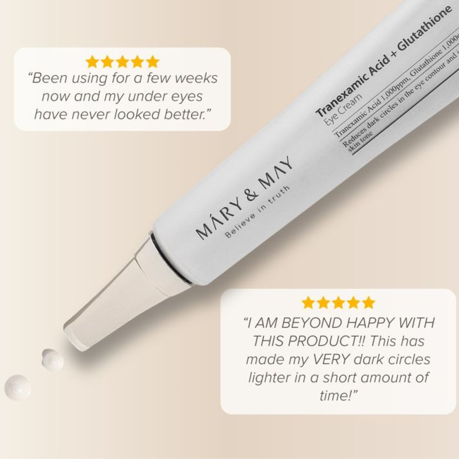 Mary&May - Tranexamic Acid + Glutathion Eye Cream - Crema contorno occhi illuminante