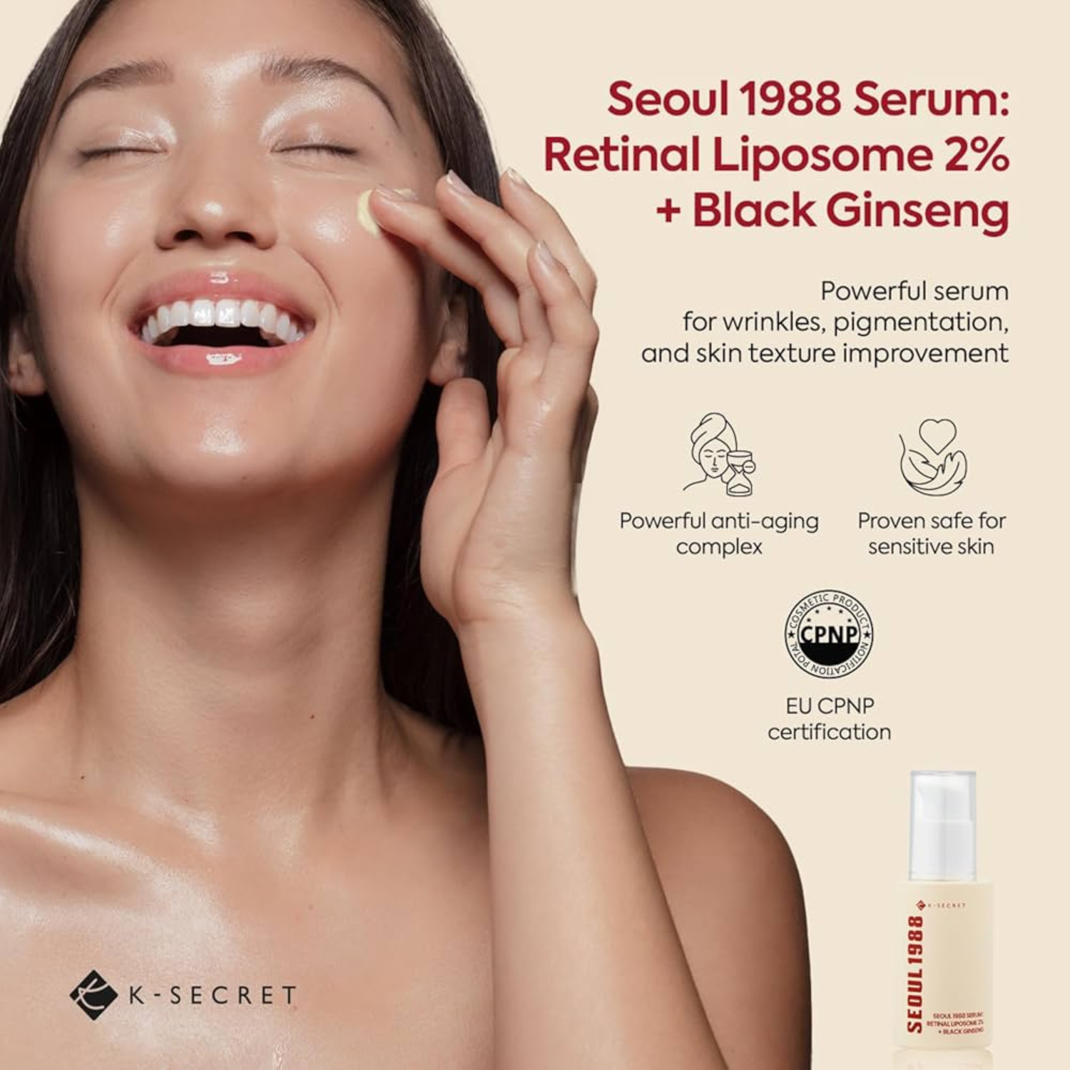 KSECRET - SEOUL 1988 Serum : Retinal Liposome 2% + Black Ginseng - Siero viso anti-età rassodante