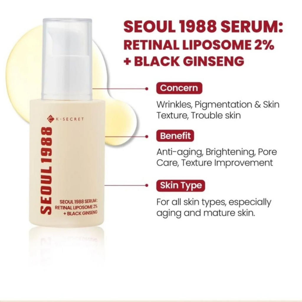 KSECRET - SEOUL 1988 Serum : Retinal Liposome 2% + Black Ginseng - Siero viso anti-età rassodante