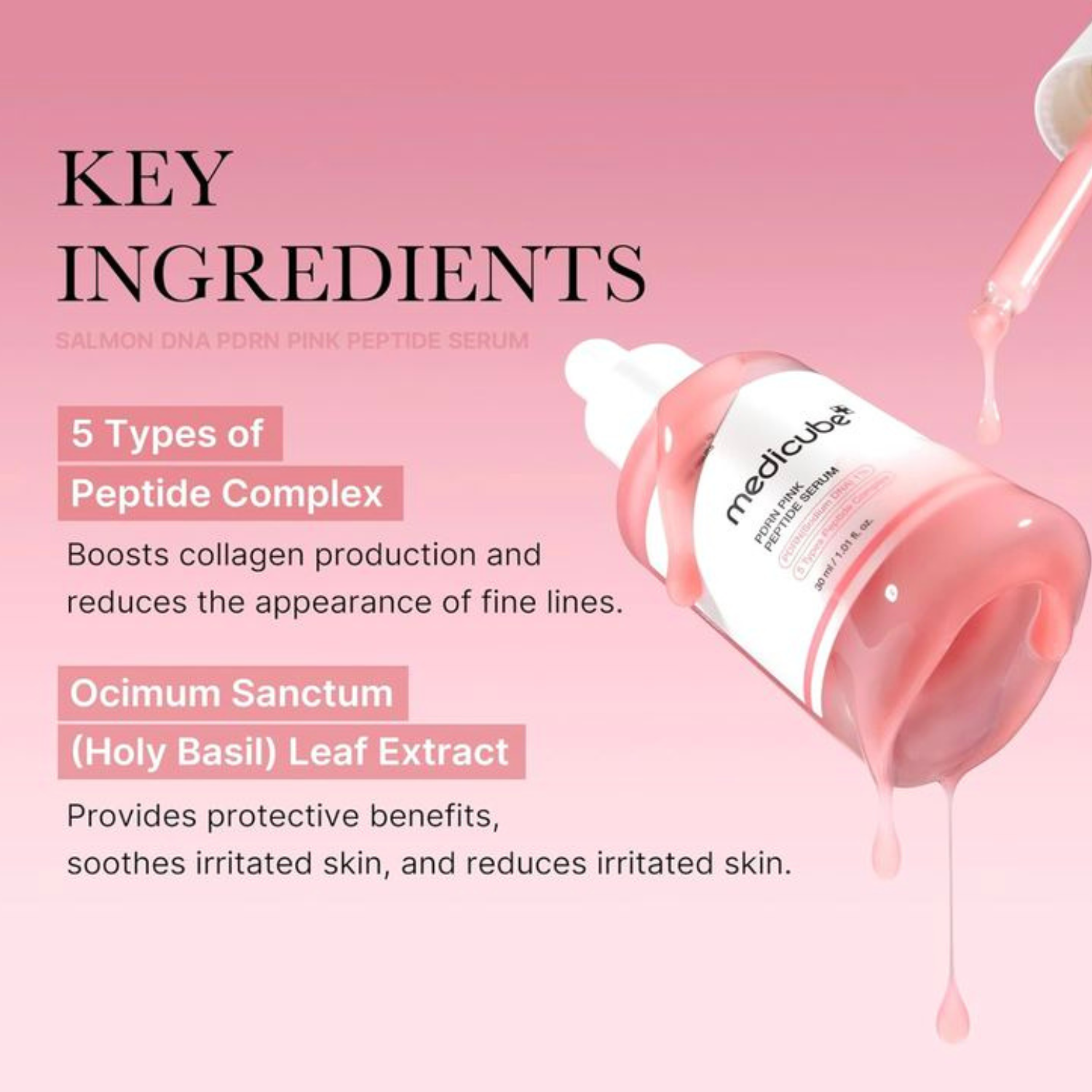 Medicube - PDRN Pink Peptide Serum - Siero viso anti-age rassodante con PDRN e peptidi