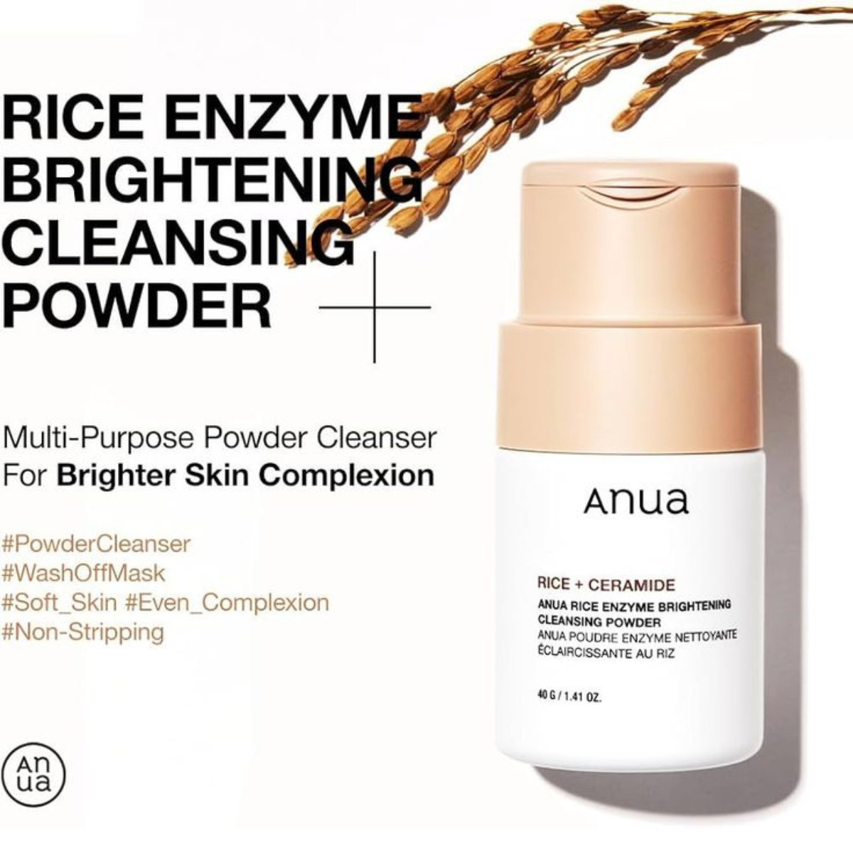 Anua - Rice Enzyme Brightening Cleansing Powder - Detergente viso in polvere enzimatica al riso
