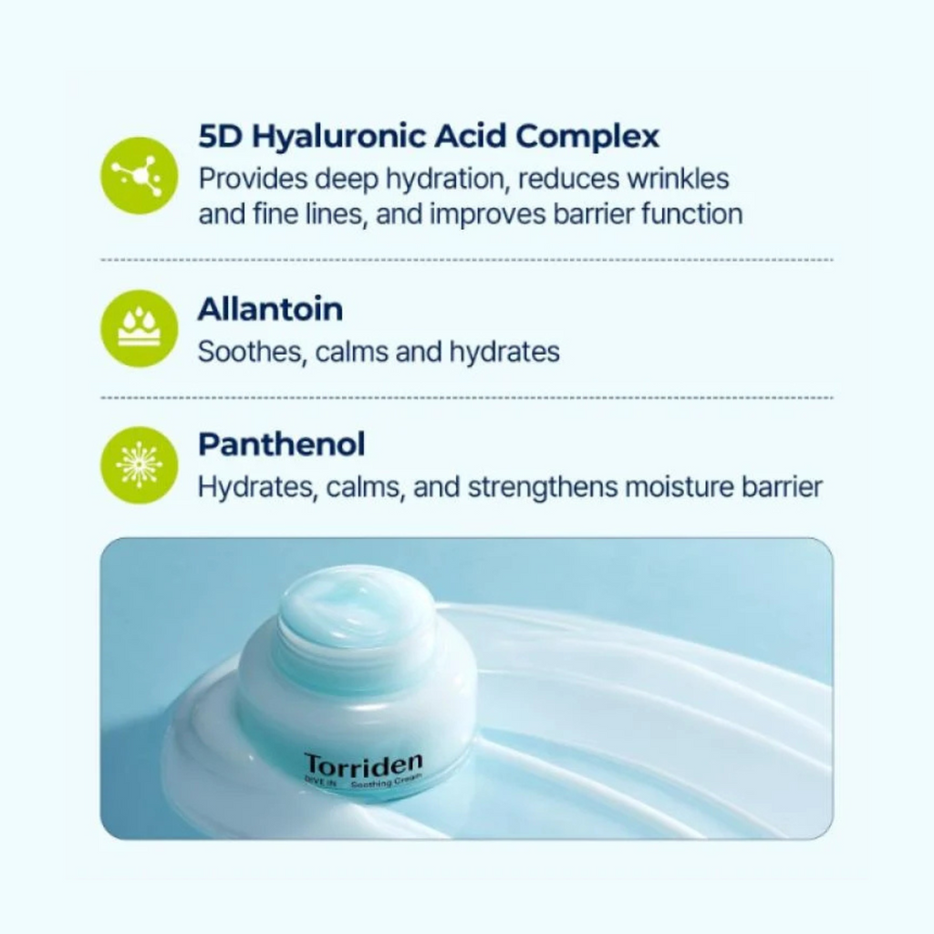 Torriden - Dive-In Soothing Cream - Crema viso lenitiva con Acido Ialuronico