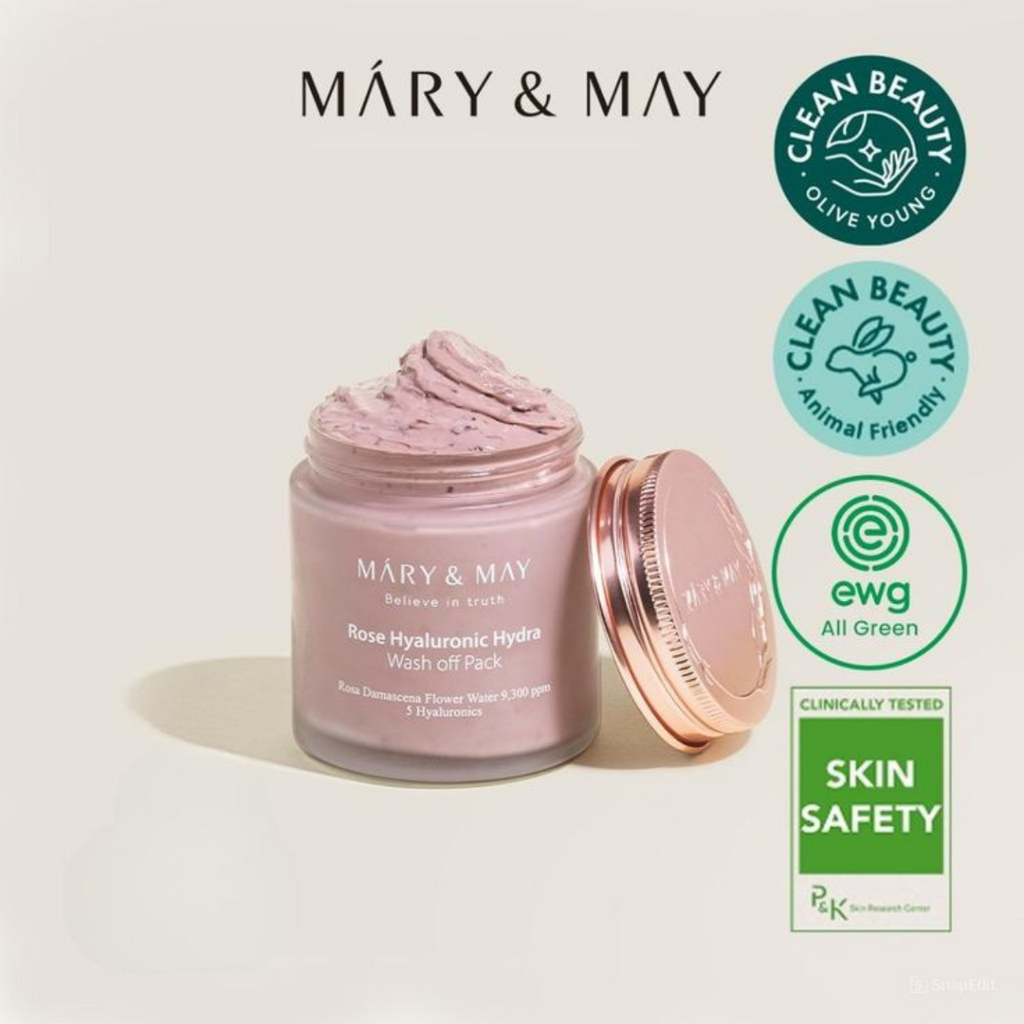 Mary&May - Rose Hyaluronic Hydra Wash Off Mask - Maschera viso delicata all'argilla e rosa damascena