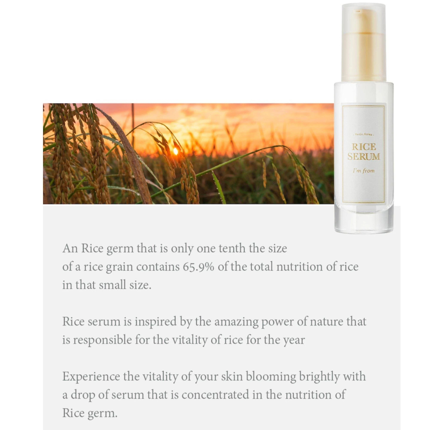 I'm From – Rice Serum – Siero illuminante & idratante al riso