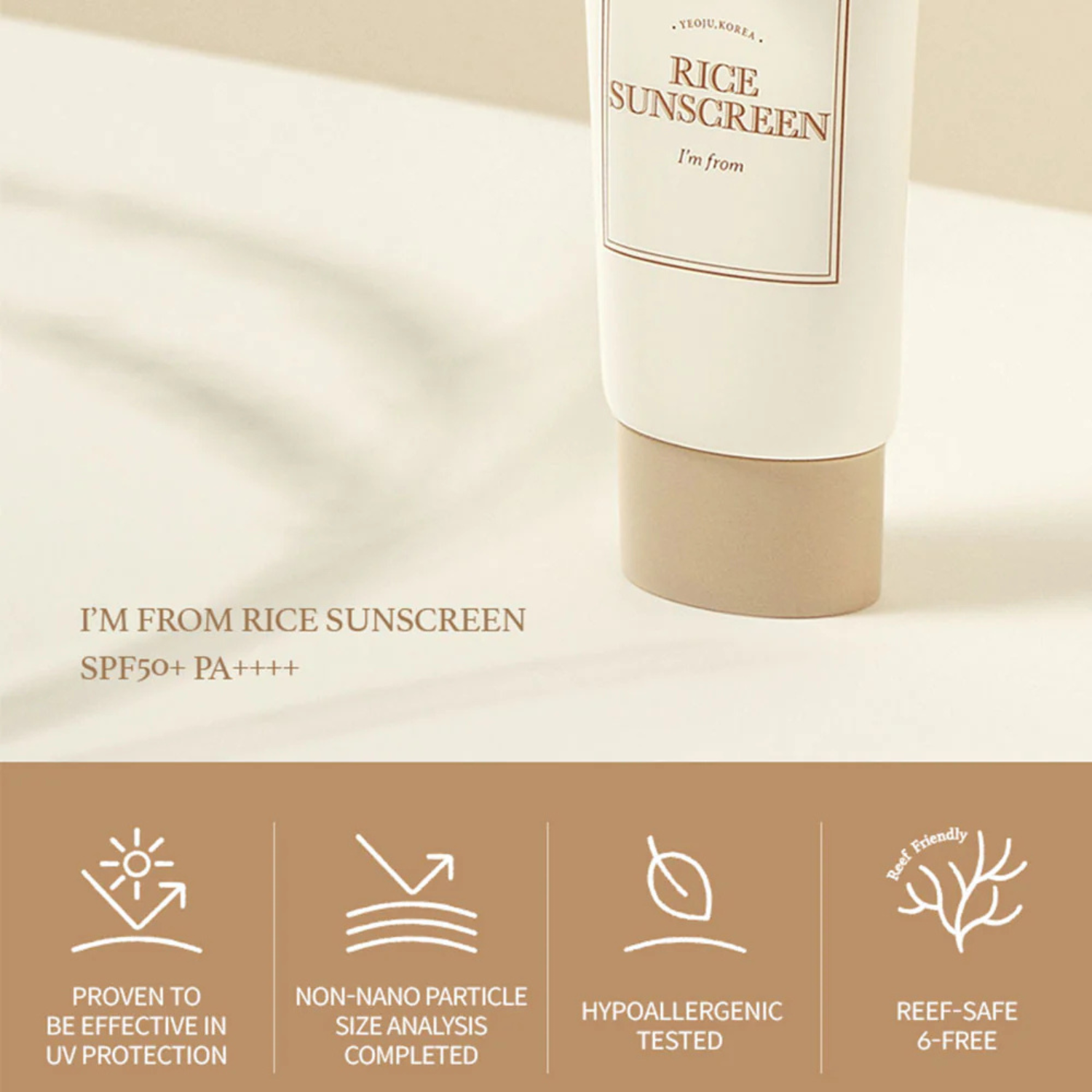 I'm From – Rice Sunscreen SPF50+ PA++++ – Protezione solare viso illuminante al riso