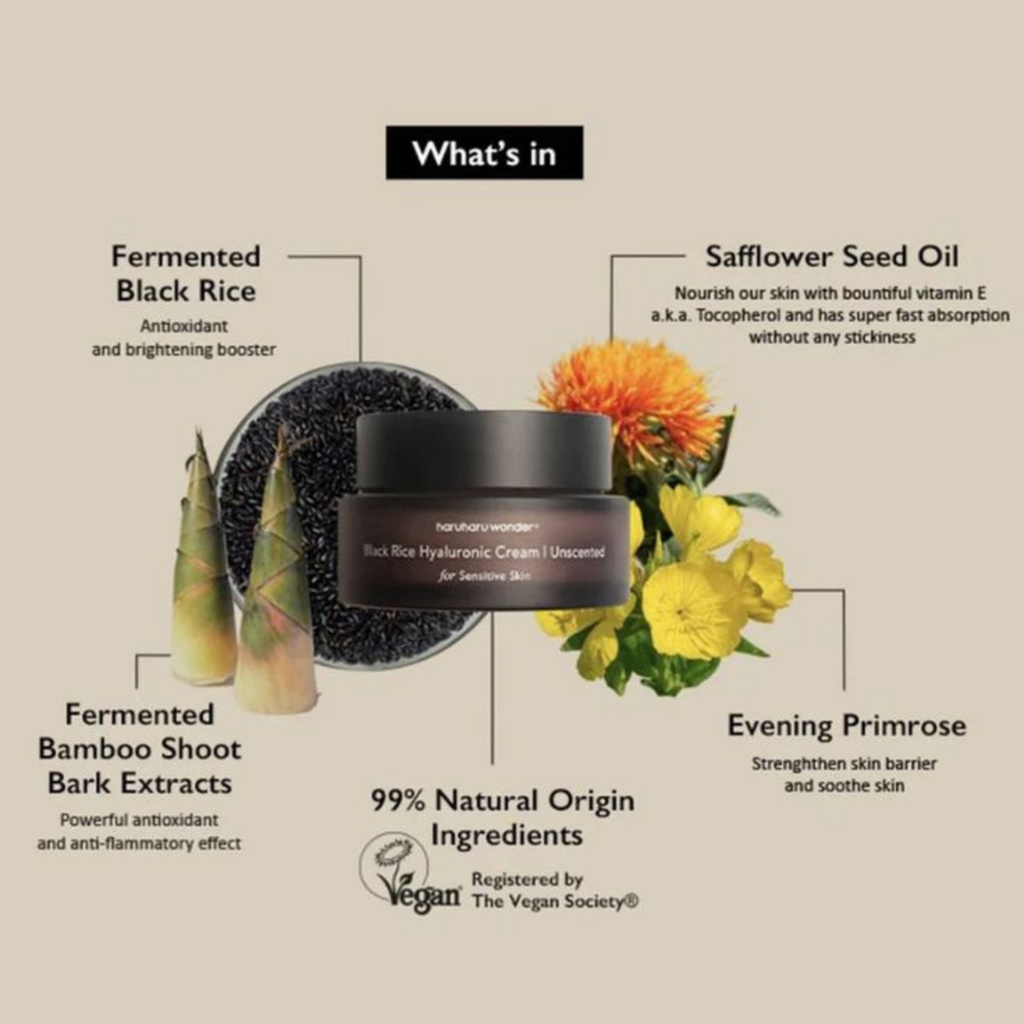Haruharu Wonder – Black Rice 10 Hyaluronic Cream Unscented – Crema viso idratante senza profumo
